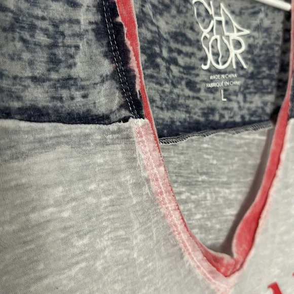 Chaser “Born in the USA” tee shirt T-Shirt burnout Long Red White Blue American - Picture 3 of 6